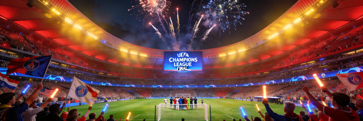 欧冠决赛赛场全景，气氛热烈